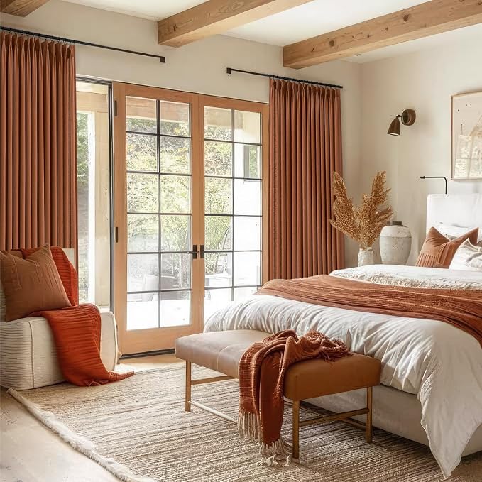 94 Inch Length Bohemian Rustic Pinch Pleat Linen Curtains Drapes 2 Panels Set - Image 5