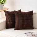 Pack of 2 Corduroy Decorative Throw Pillow Covers 18x18 InchSoft Boho Striped by Unknown