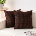 Pack of 2 Corduroy Decorative Throw Pillow Covers 16x16 Inch Soft Striped by Unknown