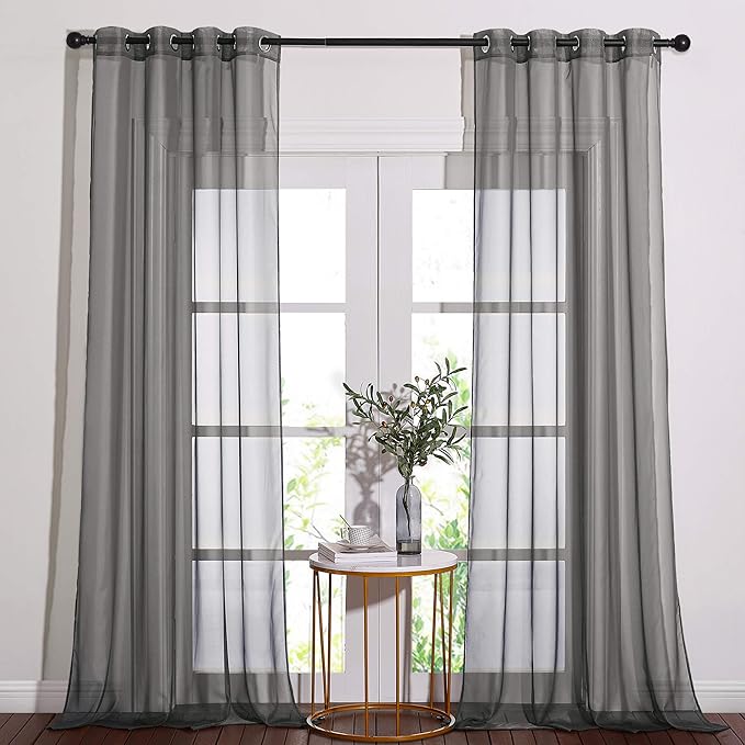 NICETOWN Sheer Curtains 120" Extra Long Voile Texture, Grommet Top Soft Voile by NICETOWN