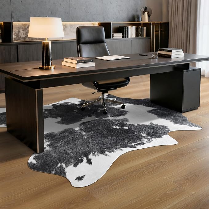Easycozy Faux Cowhide Cow Print Rug: 6.2 x 7 Western Decor Faux Cowhide - Image 8