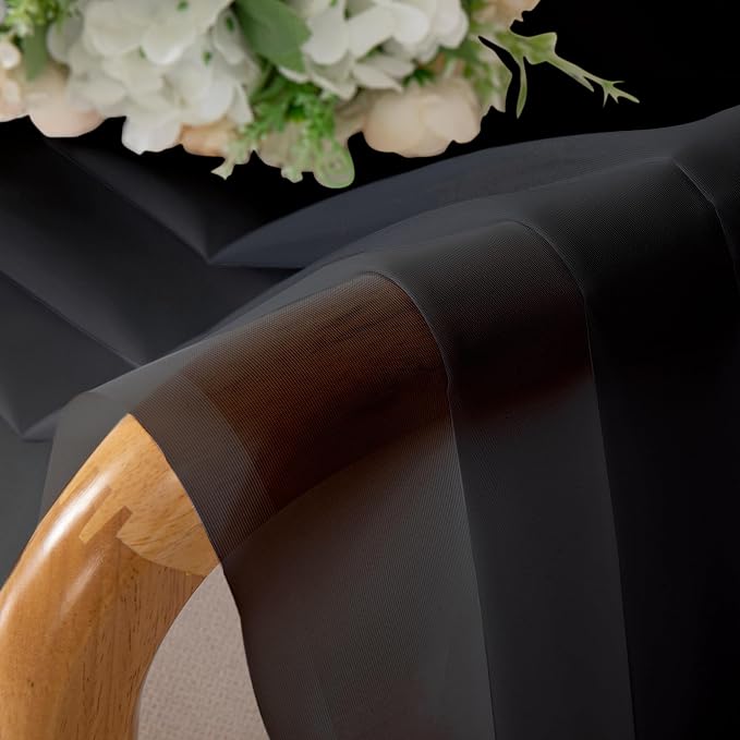 Lecloud Black Sheer Curtains 63 Inch Length 2 Panels, Elegant Voile Drapes - Image 8