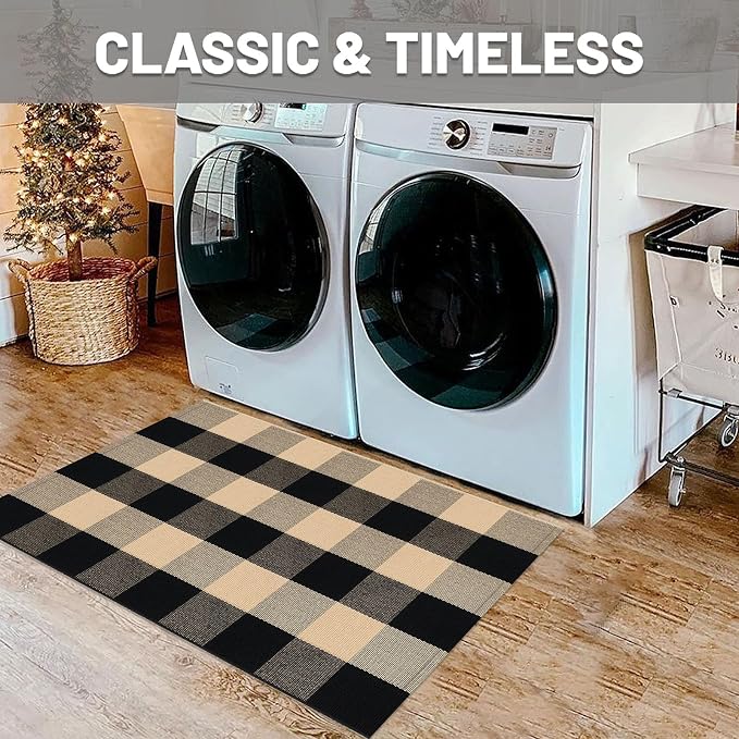 IOHOUZE Buffalo Plaid Checkered Rug 2x3 Ft Front Door Mats, Washable Area Rugs - Image 3