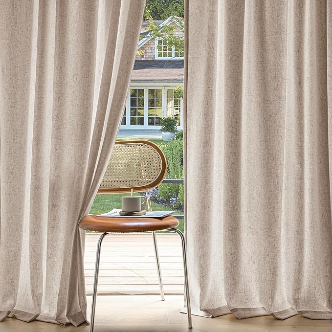MIULEE Non-See-Through Privacy Linen Curtains 2 Panels, Light Filtering Window by MIULEE