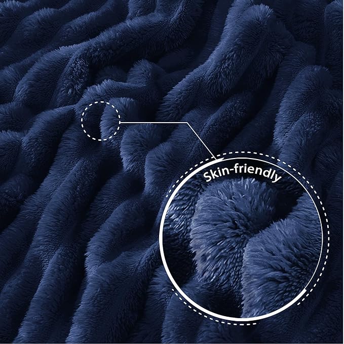 Exclusivo Mezcla King Size Flannel Fleece Blanket, Super Soft Striped Jacquard - Image 5