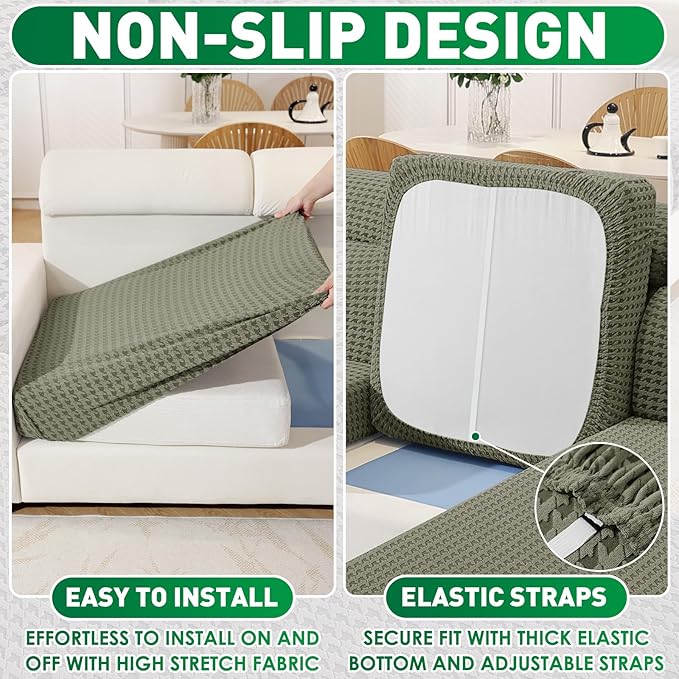 MAXIJIN Couch Cushion Covers for Sectional Sofa, Stretch Sofa Cushion Cover - Image 5