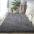 Area Rugs for Bedroom Living Room: 4x6 Grey Fuzzy Shag Shaggy Rug by CAIYUECS