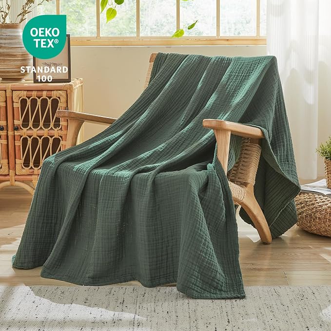 EMME Cotton Muslin King Blanket Big Oversized Bed Layering Bedspread Coverlet - Image 6