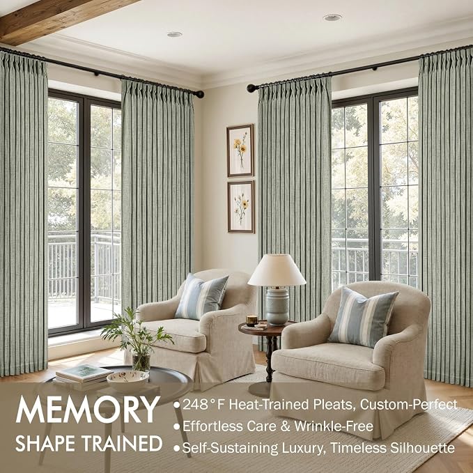 MIULEE Pinch Pleated Thick Linen Curtains 84 Inches Long 2 Panels - Image 2