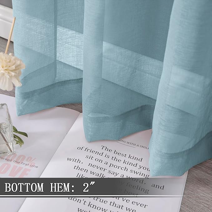 Tollpiz Short Sheer Curtains Linen Textured Living Room Curtain Sheers Light - Image 4