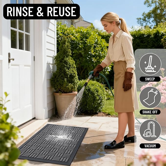 OLANLY Front Door Mat Outside Entrance 71x47, Heavy Duty Sturdy Natural Rubber - Image 8