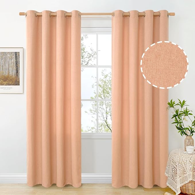 BGment Peach Linen Curtains 84 Inch Length by BGment