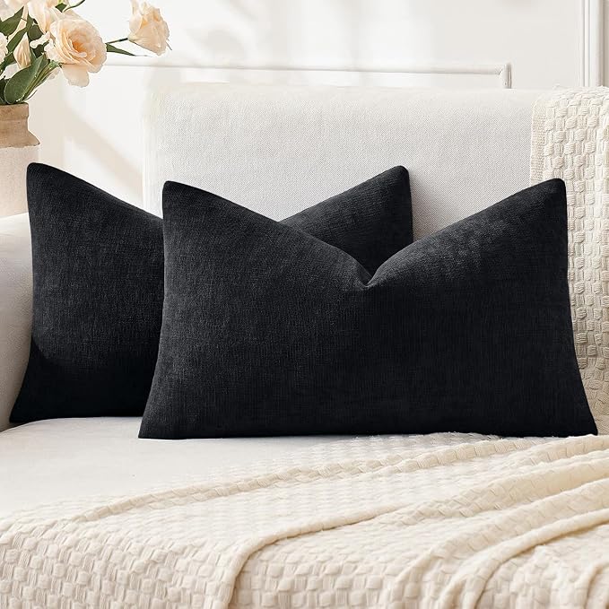 MIULEE Black Couch Pillow Covers 12x20 Inch by MIULEE