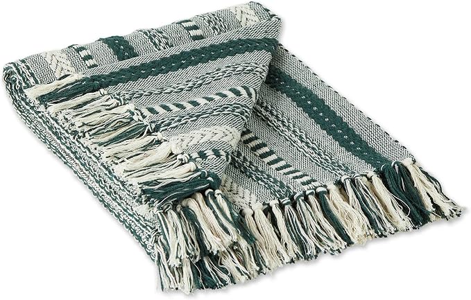 DII Braided Striped Decorative Throw Blanket, Dark Green by DII
