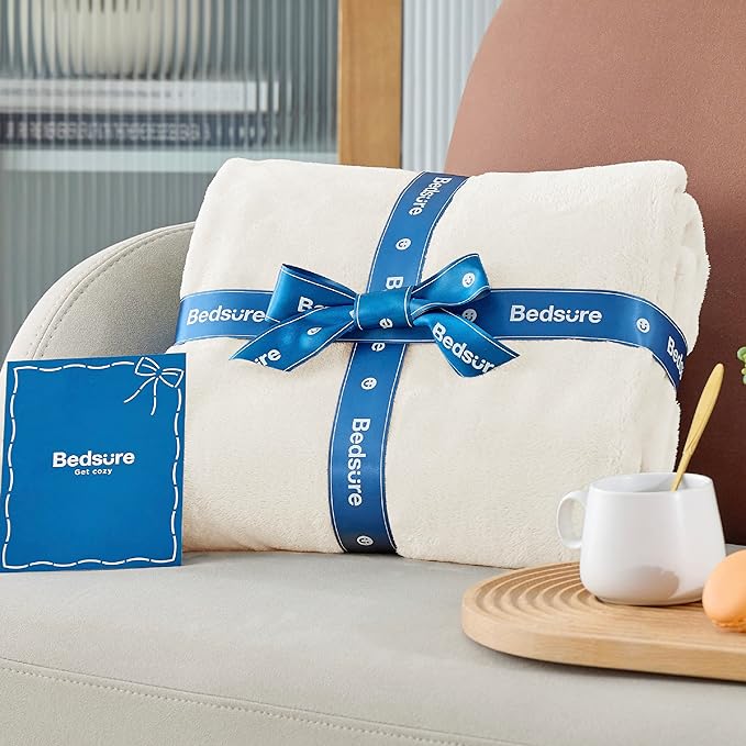 Bedsure GentleSoft Fleece Throw XL Blanket Cream - Image 7