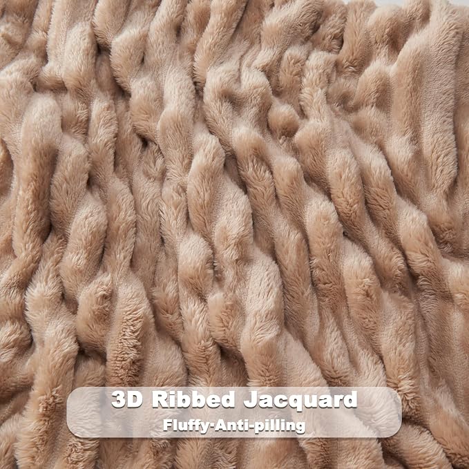 NEWCOSPLAY Super Soft Queen Blanket Taupe Premium Silky Flannel Fleece 3D - Image 5