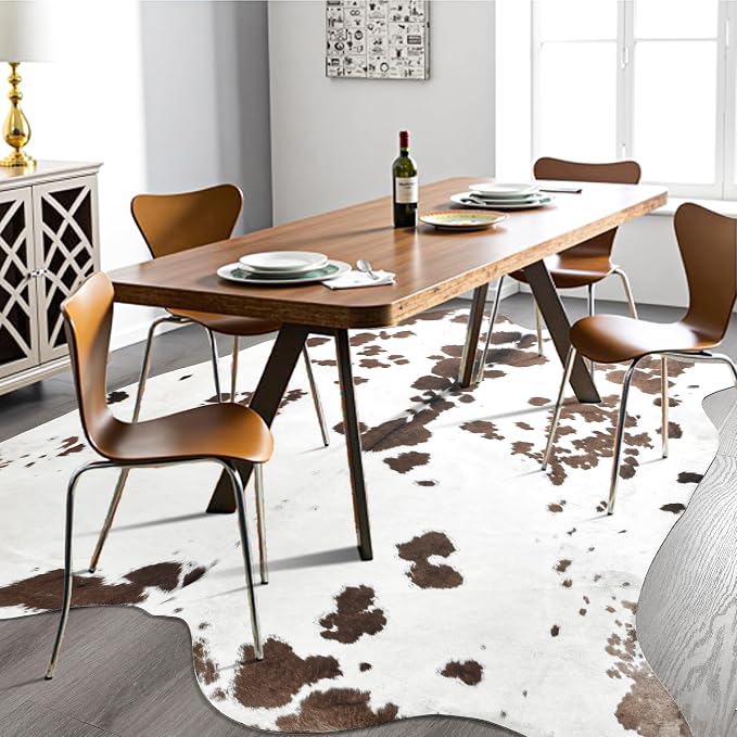 Easycozy Faux Cowhide Cow Print Rug: 4.6 x 5.2 Western Decor Faux Cowhide - Image 6