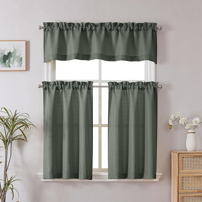 Chyhomenyc Bennet 2-Panel Olive Green Kitchen Curtains - Image 2