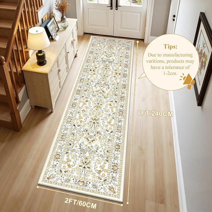 LOKHOM Washable Runner Rug, 2x8 Non-Slip Vintage Hallway Runner Rug - Image 2