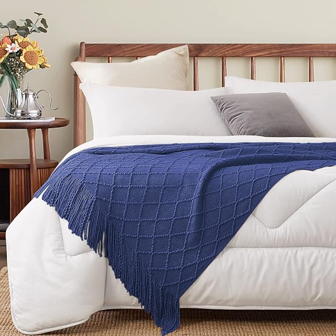 inhand Navy Blue Throw Blanket for Couch and Bed, Soft Living Room Home Decor - Image 8