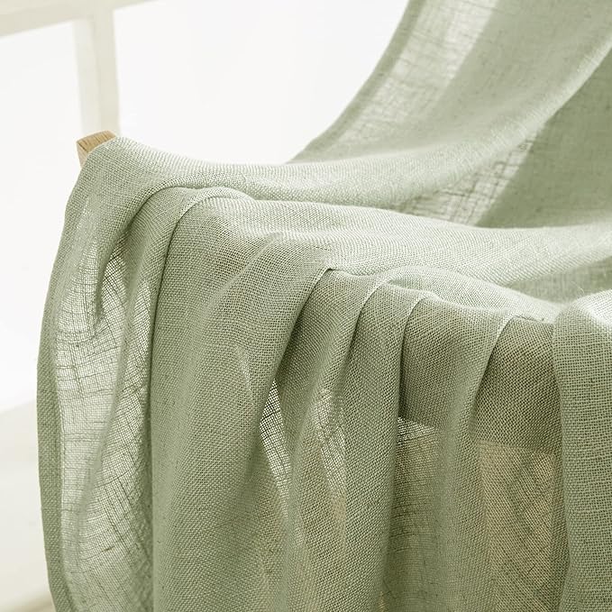 MIULEE Sage Green Linen Curtains 72 Inch Length 2 Panels - Image 6