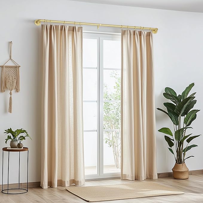 Zeerobee Curtain Rods for Windows 72 to 144, 1 Inch Industrial Wrap Around Gold - Image 2