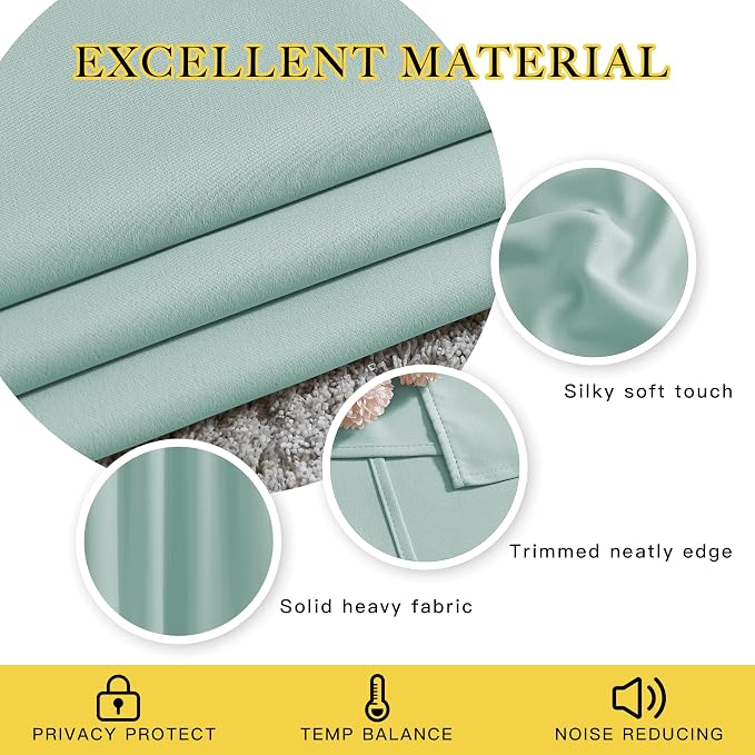 NICETOWN Aqua Blue Curtains 96 inches Long, Grommet Thermal Insulated Blackout - Image 4