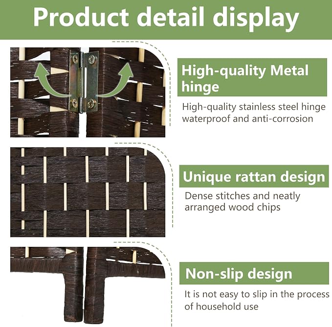 Room Divider 6 Panel Room Screen Divider Folding Portable partition Screen Wood - Image 4