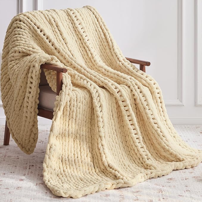 Negwoo Chunky Knit Throw Blanket, Handmade Oatmeal Crochet Big Thick Blanket by Unknown