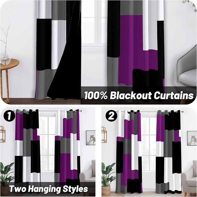 Tyrot Purple 100% Blackout Curtains - Image 2