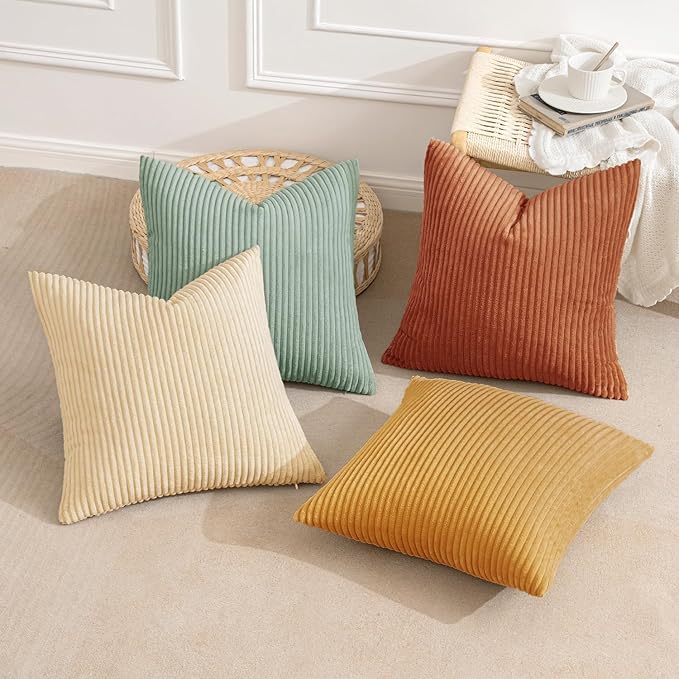 MIULEE Boho Farmhouse Throw Pillow Covers 16x16 Inch Set of 4 Modern Natural - Image 2