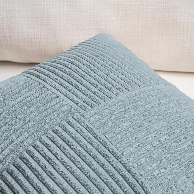 Fancy Homi Set of 2 Light Blue Lumbar Decorative Throw Pillow Covers 12x20 Inch - Image 4