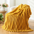 NEWCOSPLAY Super Soft Twin Blanket Mustard Yellow Premium Silky Flannel Fleece by NEWCOSPLAY