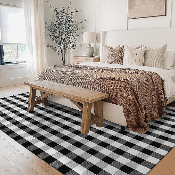IOHOUZE Buffalo Plaid Checkered Rug 8x10 Ft Front Door Mats, Washable Area Rugs - Image 3