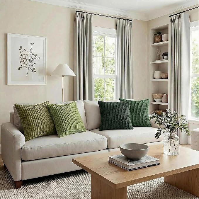 Fancy Homi Set of 4 Green Boho Decorative Throw Pillow Covers 16x16 Inch - Image 6