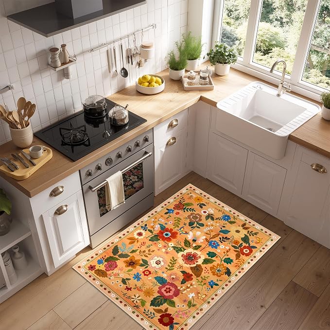 RELEANY Floral Nursery 2x3 Area Rugs Washable Print Boho Cute Carpet Non Slip - Image 6