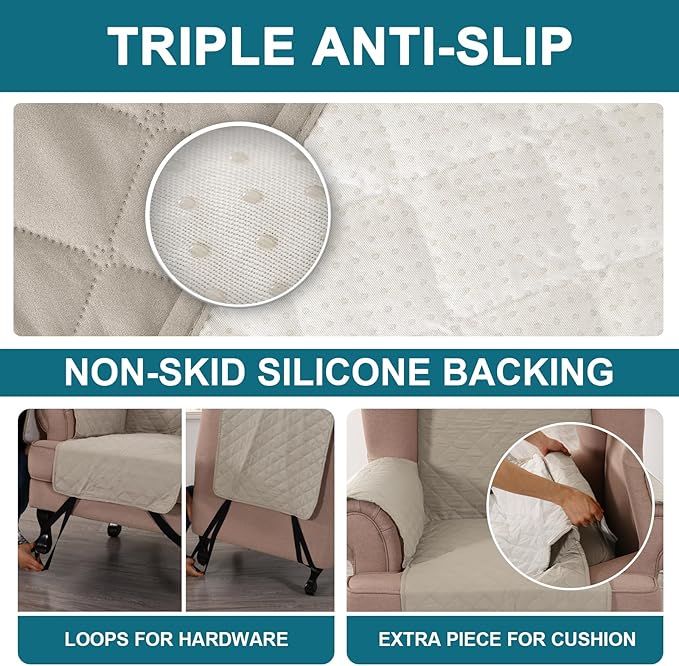Turquoize 100% Waterproof Wing Chair Cover Wing Armchair Slipcovers Chair Couch - Image 4