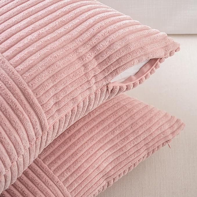 Fancy Homi 2 Packs Blush Pink Long Lumbar Decorative Throw Pillow Covers 16x24 - Image 3