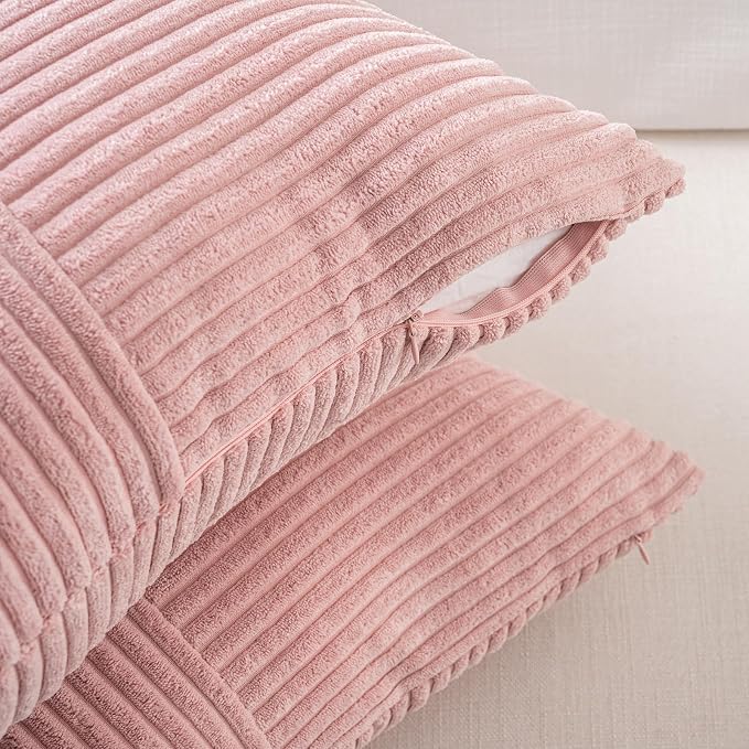 Fancy Homi 2 Packs Blush Pink Lumbar Decorative Throw Pillow Covers 14x22 Inch - Image 4