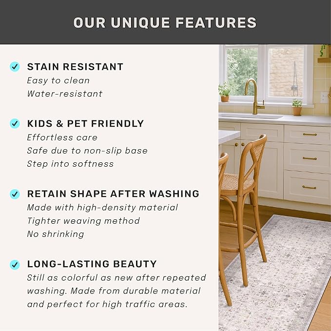Hazo Haus Light Gray Washable 2'6"x8' Wide Runner Rugs - Image 7