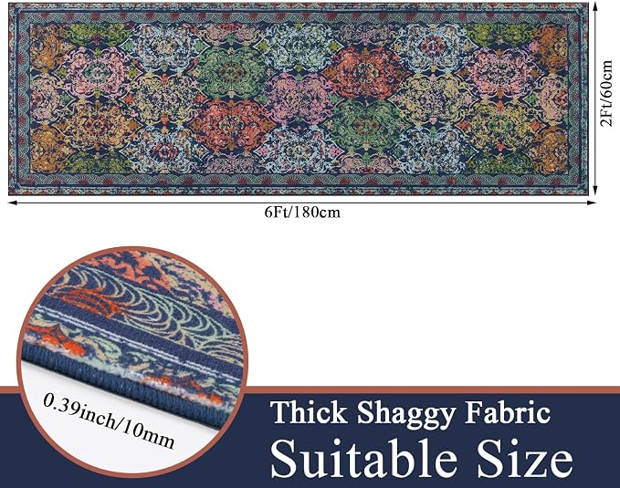Vaukki Hallway Runner Rug, Vintage Shaggy Soft Laundry Rug Runner, Non Slip - Image 2