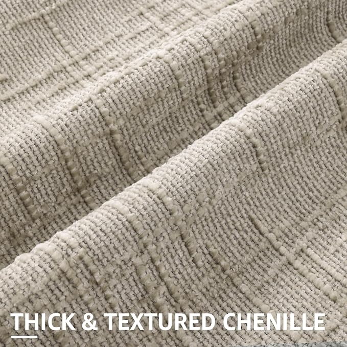 decorUhome Light Brown Chenille Euro Sham Throw Pillow Covers 24x24 Set of 2 - Image 2