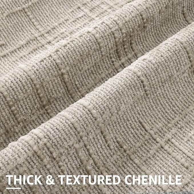 decorUhome Light Brown Chenille Throw Pillow Covers 18x18 Set of 2 Textured - Image 2