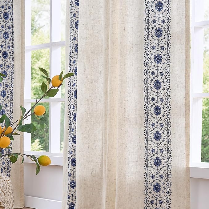 jinchan Weslie Boho Lined Linen Curtains by JINCHAN