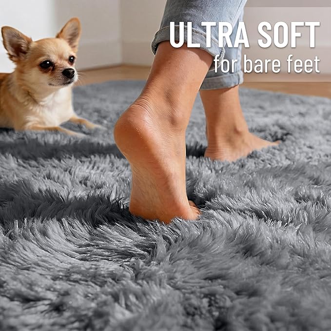 OLANLY 4x4 Machine Washable Accent Rug, Soft Fluffy Shaggy Area Rug - Image 4