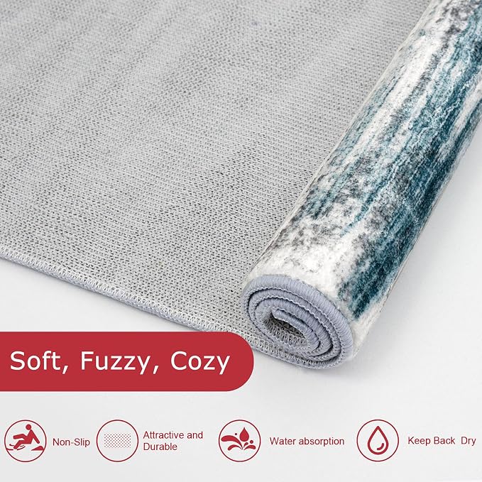 KOZYFLY Modern Abstract 3x5 Entryway Rug Non-Slip Washable Area Rug, Soft - Image 6