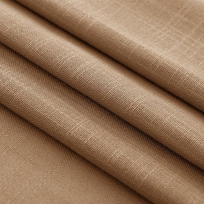 Brown Curtains for Living Room Back Tab Modern Farmhouse Semi Sheer Curtains - Image 5