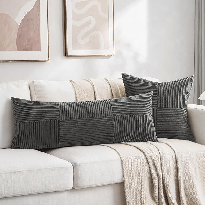 Fancy Homi 2 Packs Dark Gray Decorative Throw Pillow Covers 16x16 Inch - Image 5