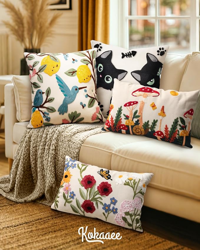 Embroidered Lumbar Pillow Cover 20x12 Inch - Image 6