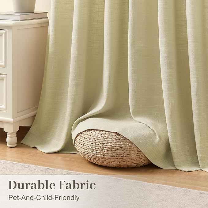 IVAPUPU 96 Inch Linen Curtains 2 Panel Set - Image 9